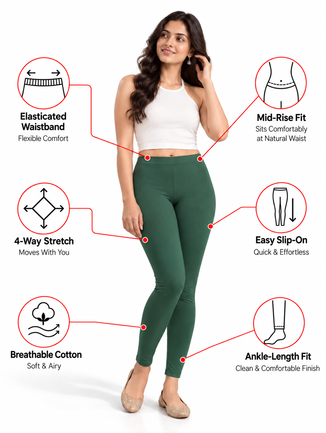 Jungle Green Ankle Length Leggings