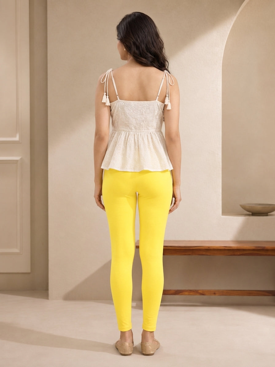 Lemon Yellow Ankle Length Leggings