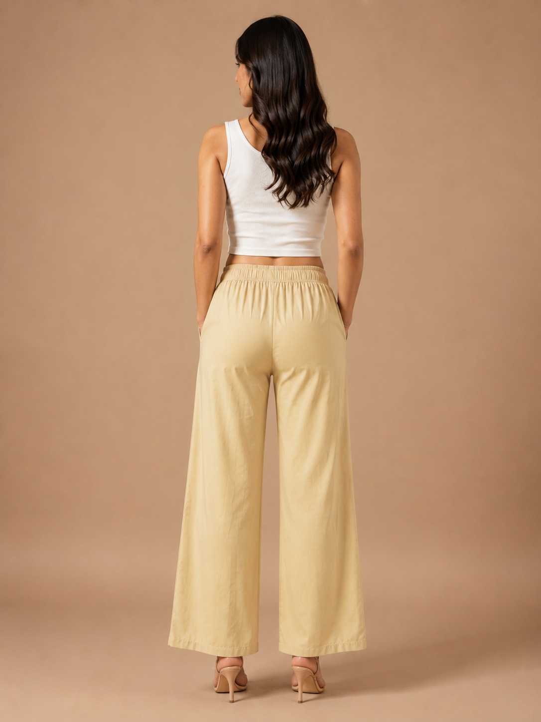 Light Beige Pocket Premium Rayon Palazzo