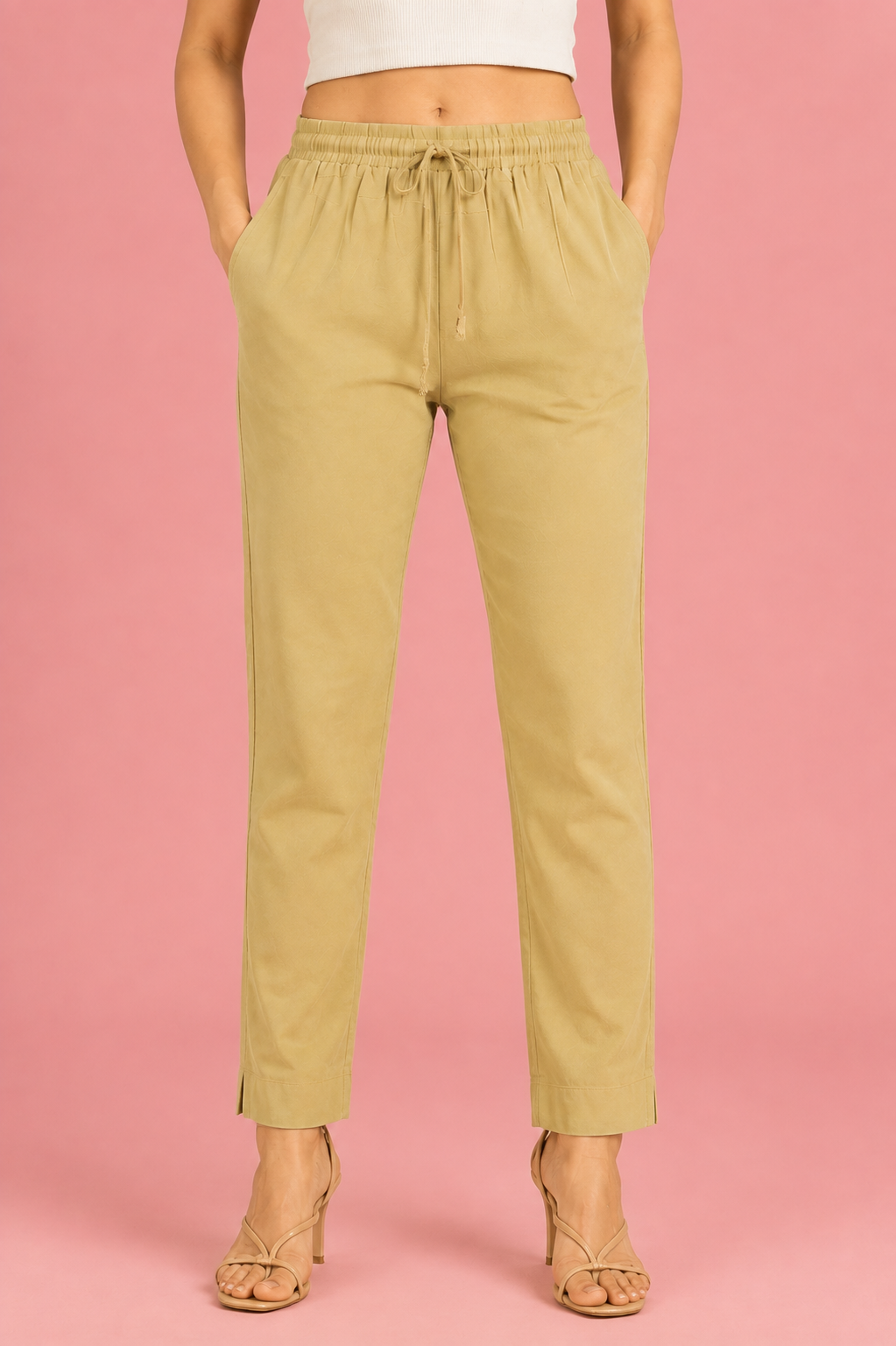Light Beige Premium Rayon Narrow Fit Palazzo