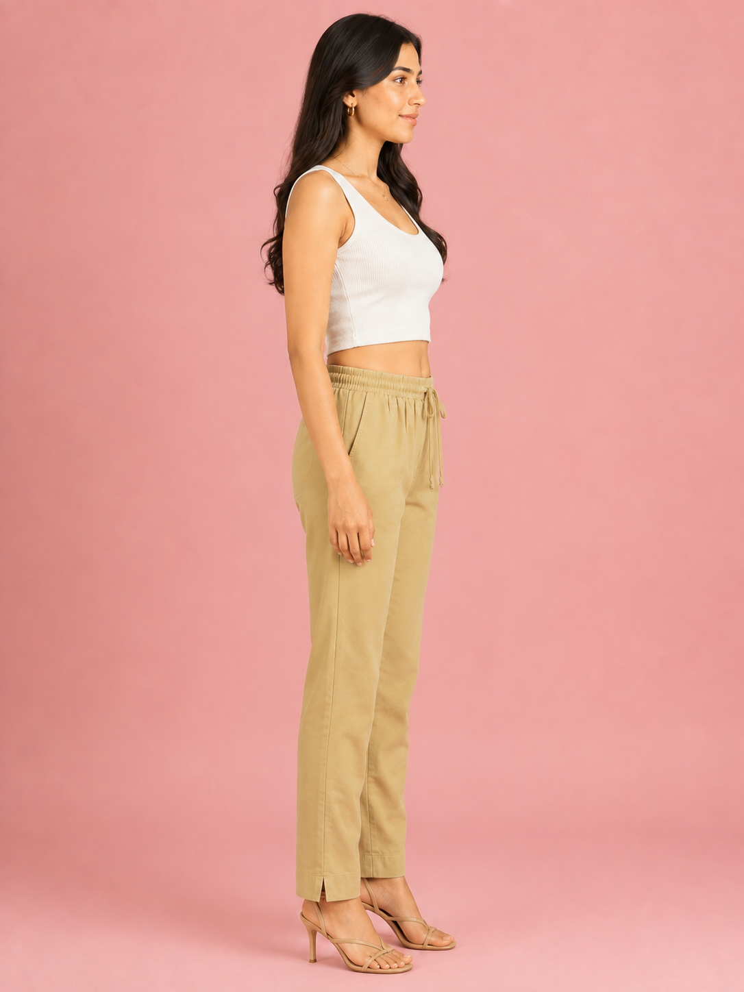 Light Beige Premium Rayon Narrow Fit Palazzo