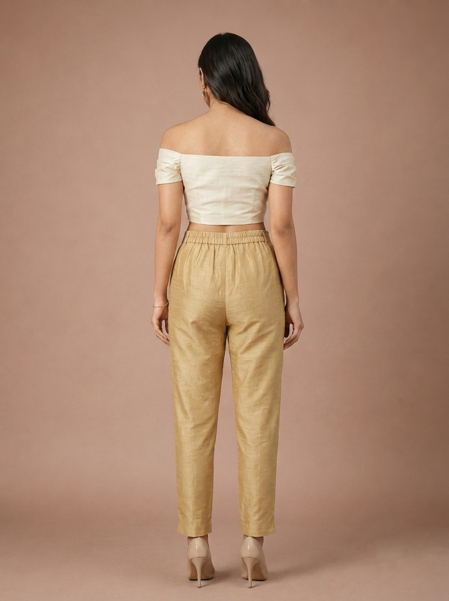 Light Gold Tussar Silk Pant