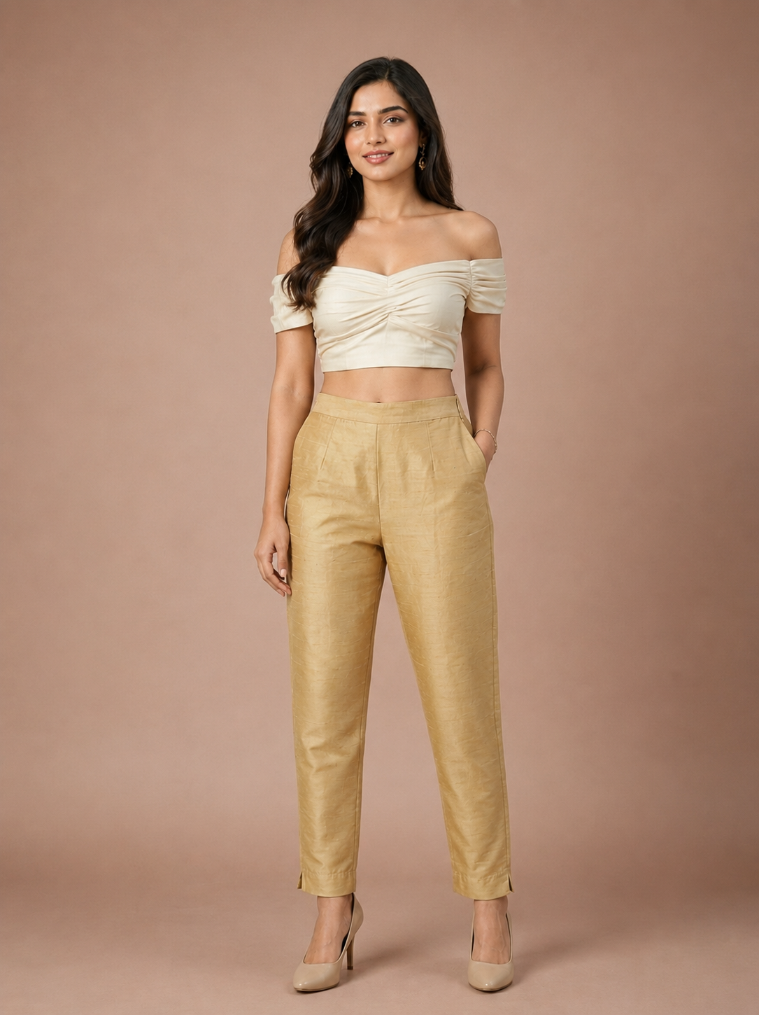 Light Gold Tussar Silk Pant