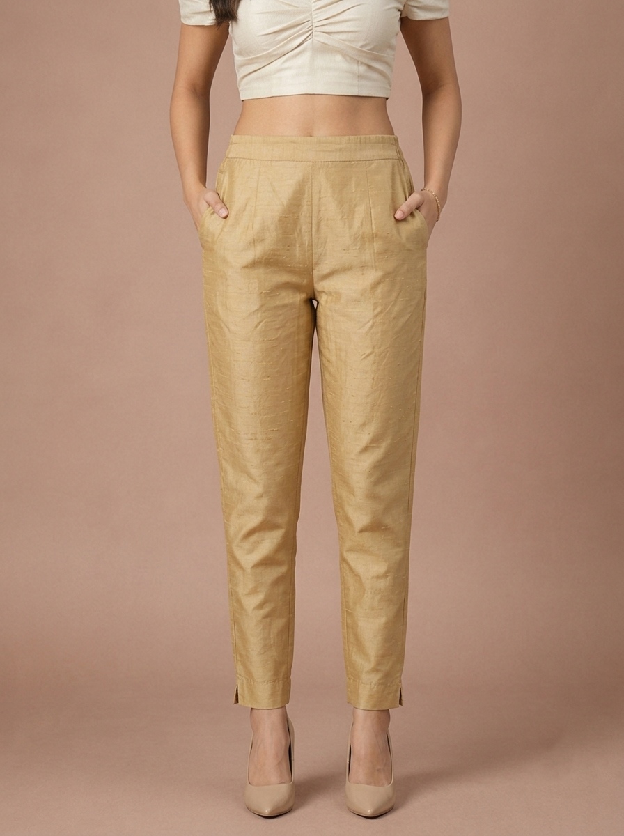 Light Gold Tussar Silk Pant