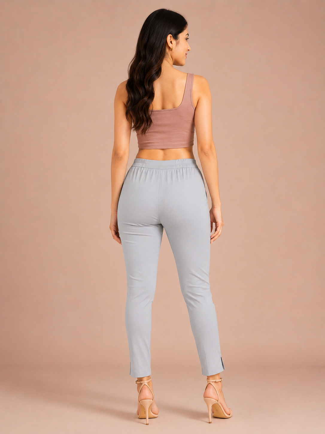 Light Grey Lycra Stretch Pants