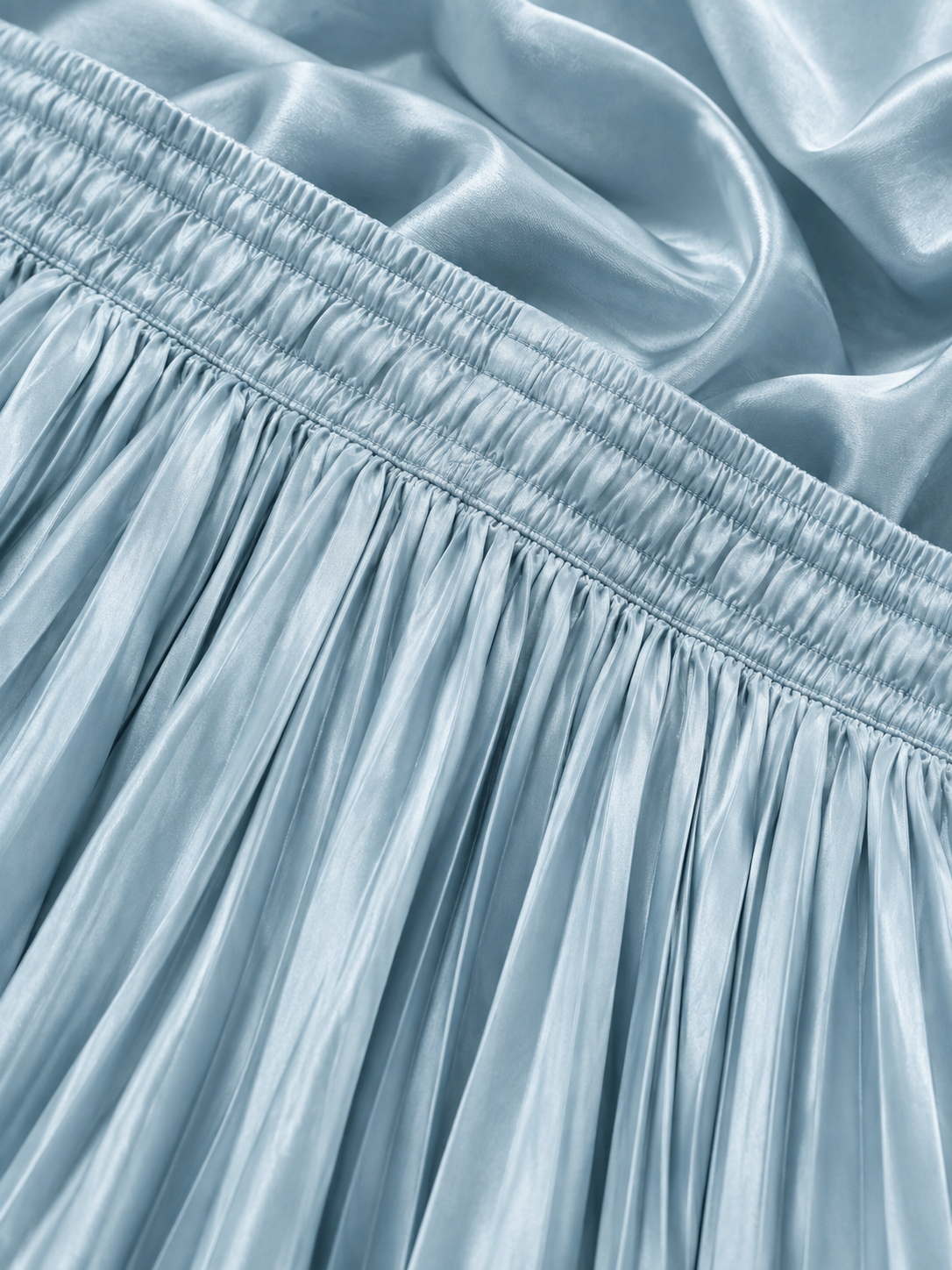 Light Grey Satin Silk Small Pleated Skirt