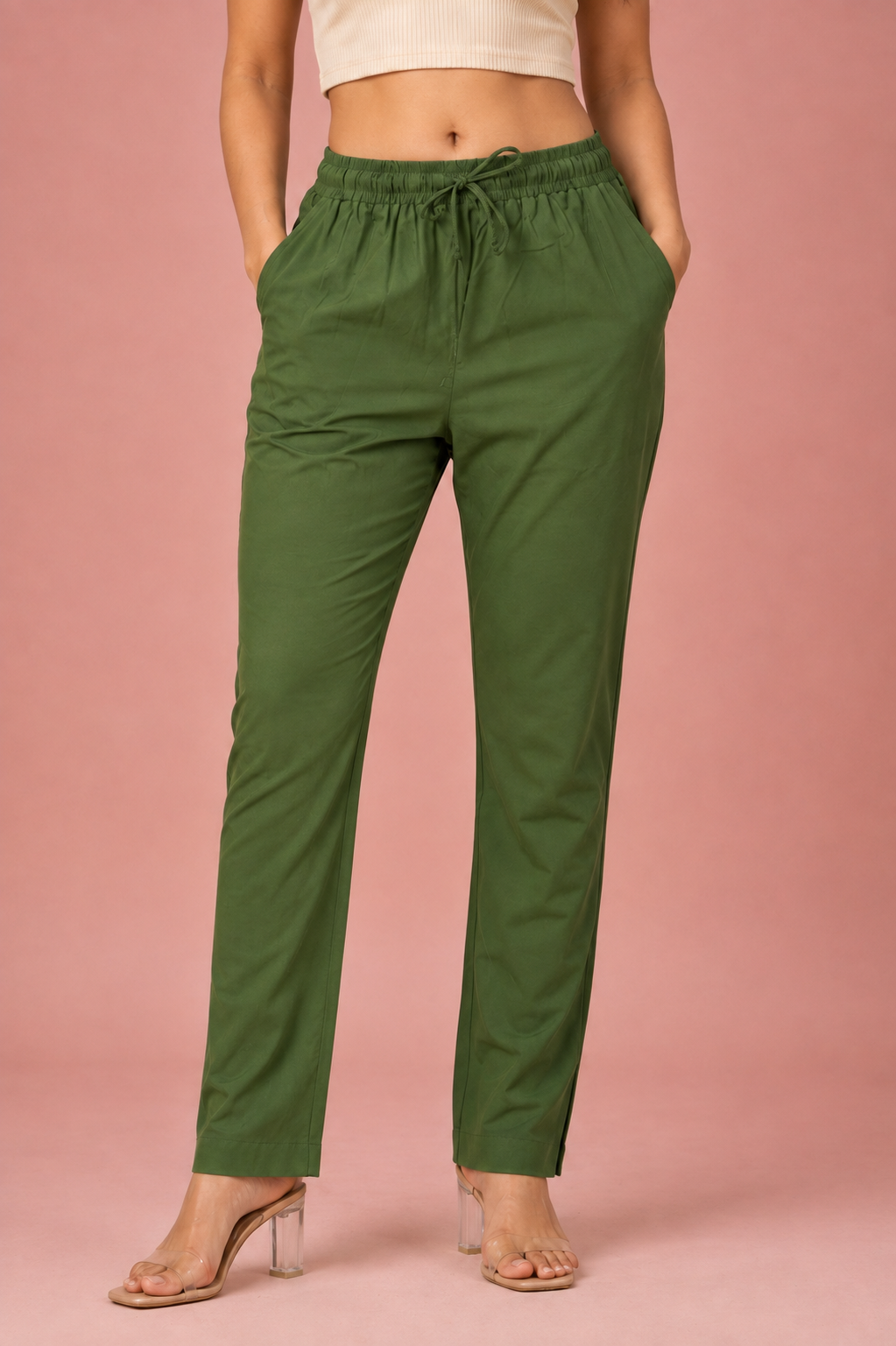 Light Mehandi Premium Rayon Narrow Fit Palazzo