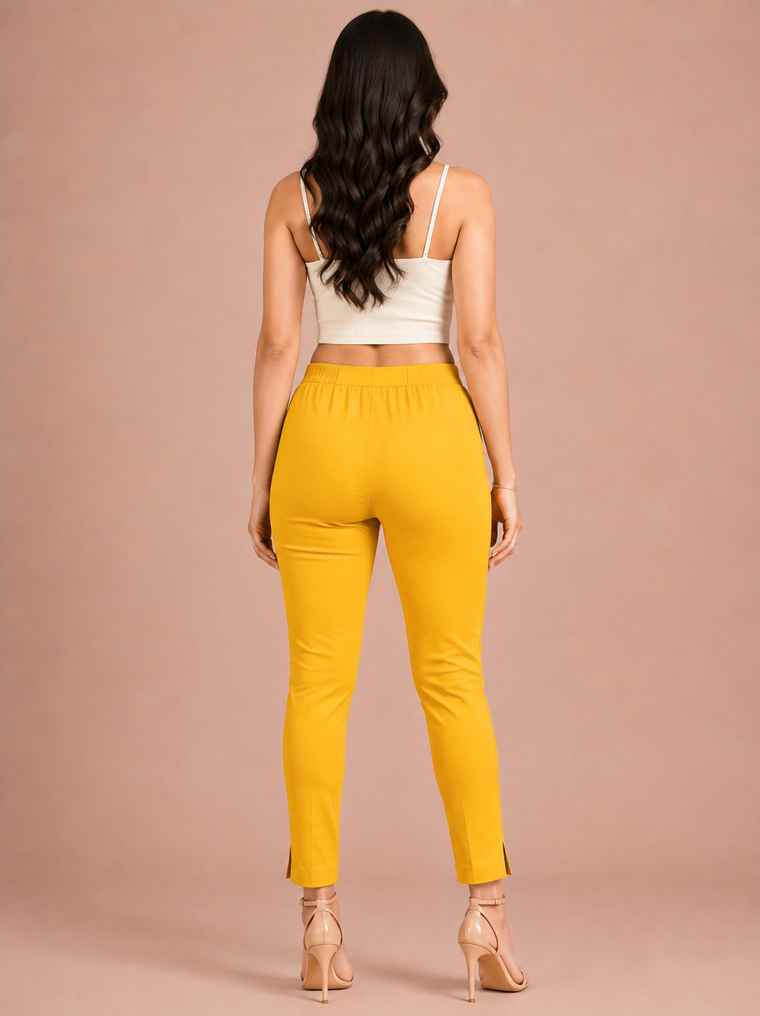 Light Mustard Lycra Stretch Pants
