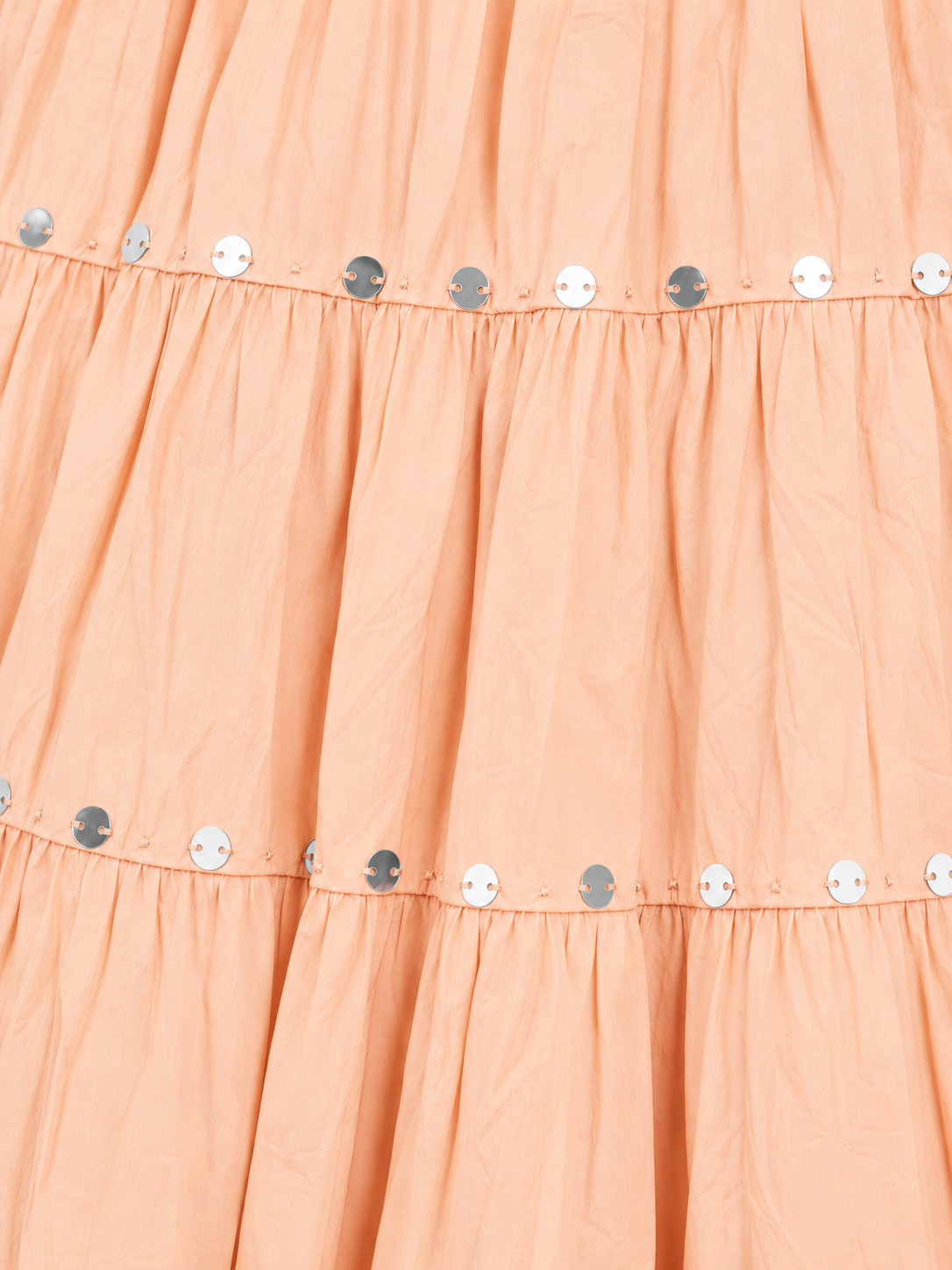 Light Peach Cotton Solid Silver Sequin 10mtr Skirt