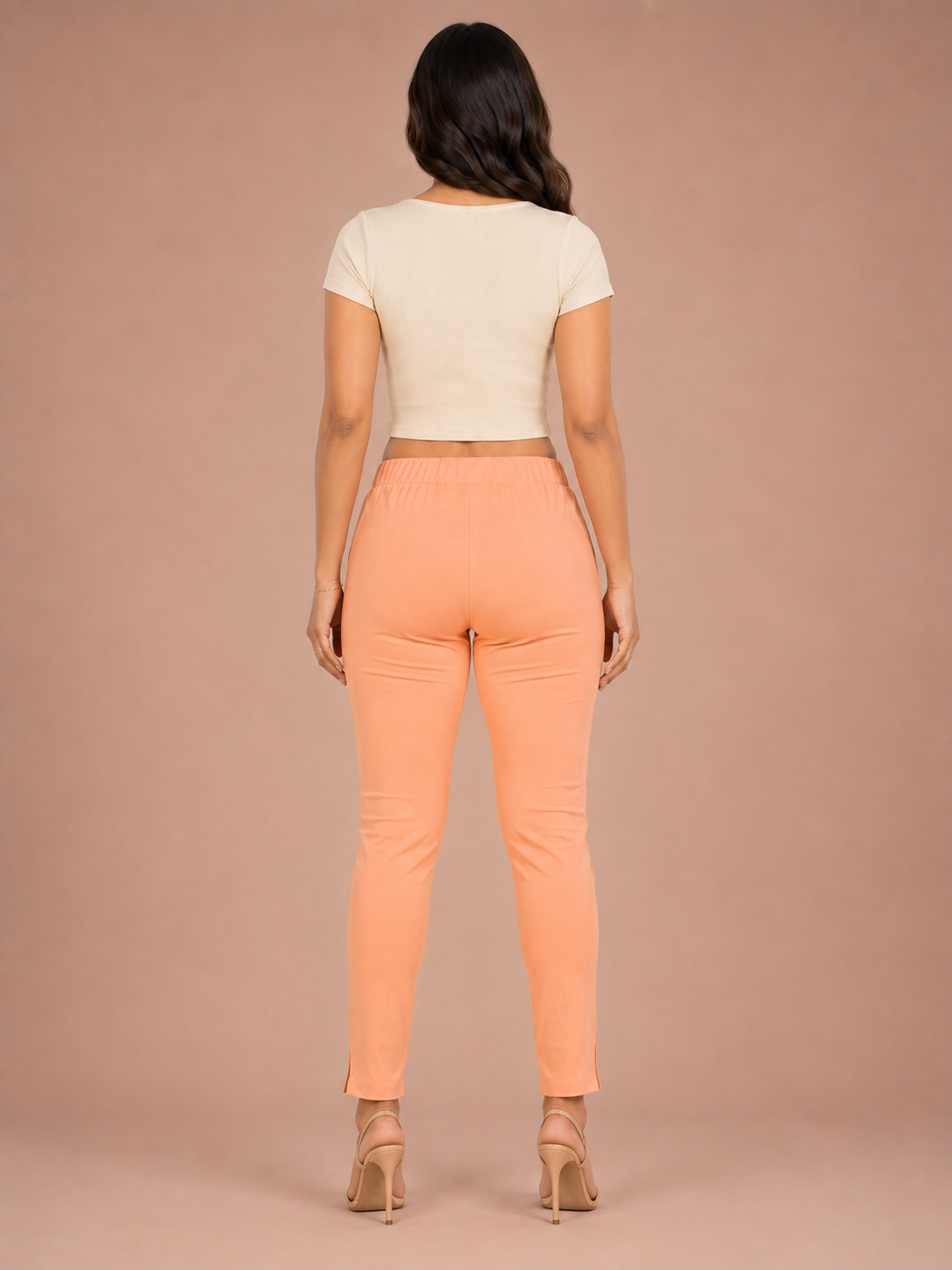 Light Peach Lycra Stretch Pants