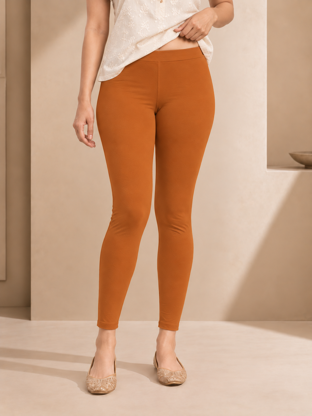 Light Rust Ankle Length Leggings