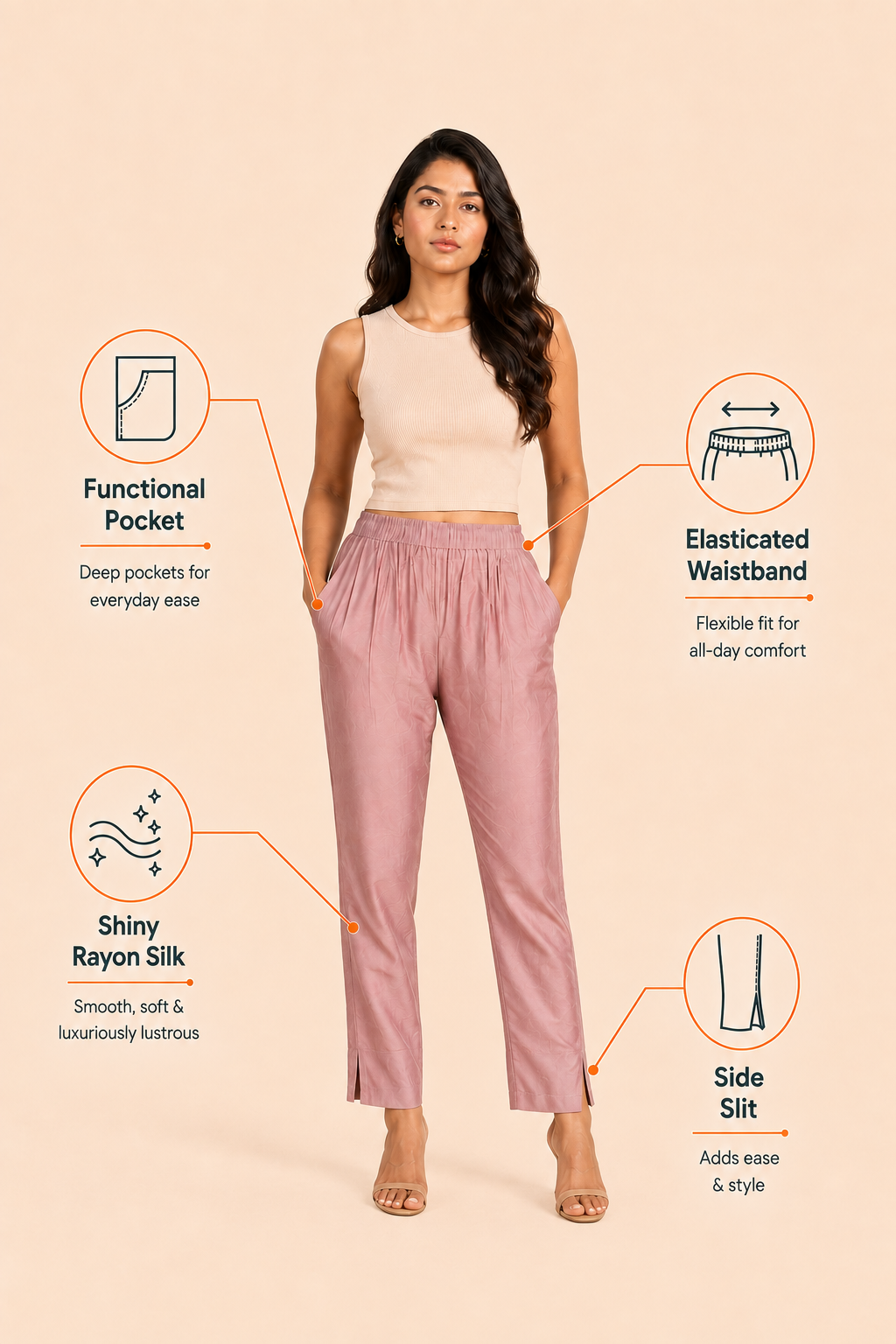 Lilac Rayon Silk Pants