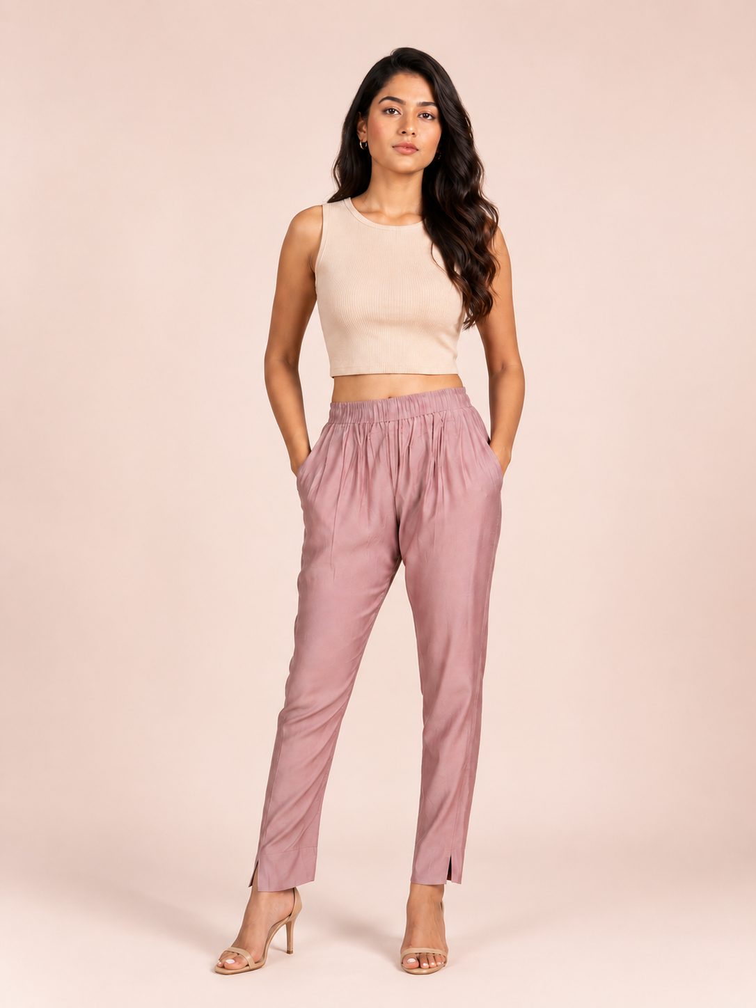 Lilac Rayon Silk Pants