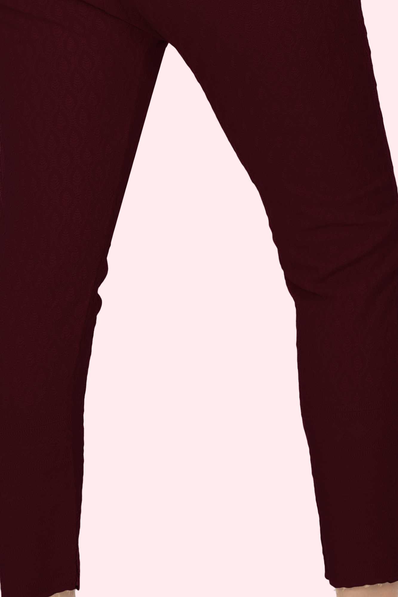 Maroon Rayon Chikan Pant