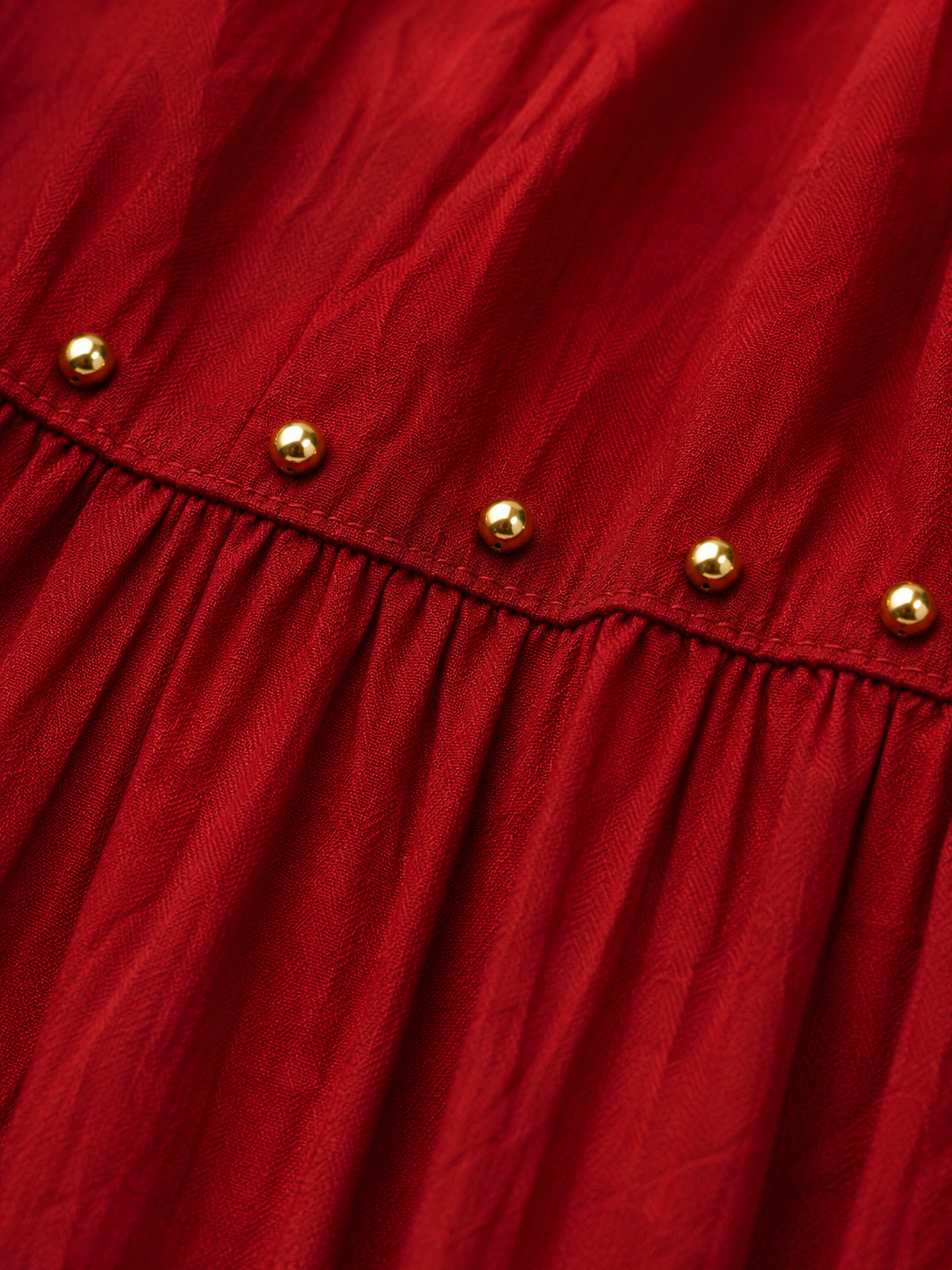 Maroon Gold Beads Cotton Skirt