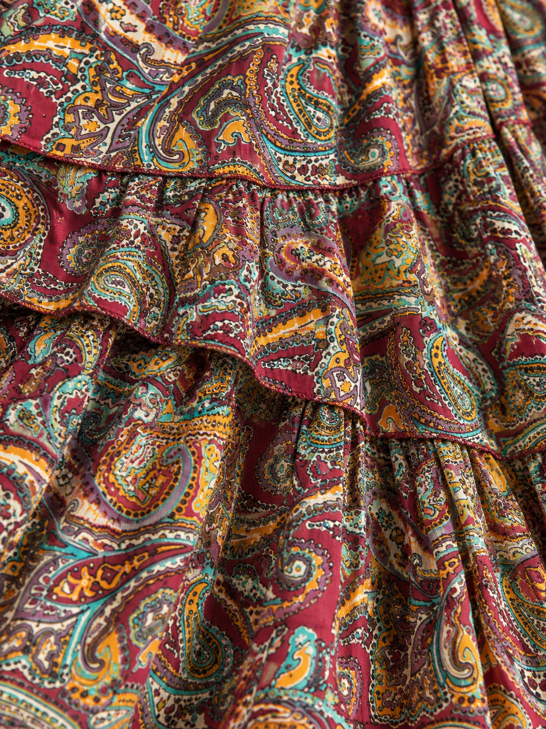 Maroon Kalamkari Print Cotton Skirt