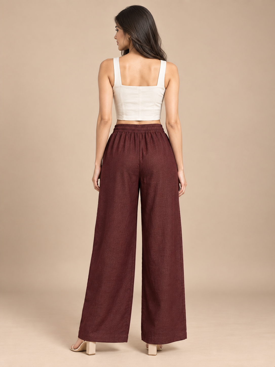 Maroon Linen Palazzo