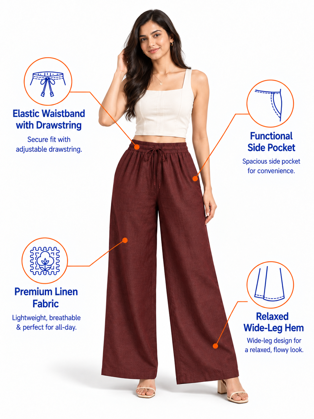 Maroon Linen Palazzo