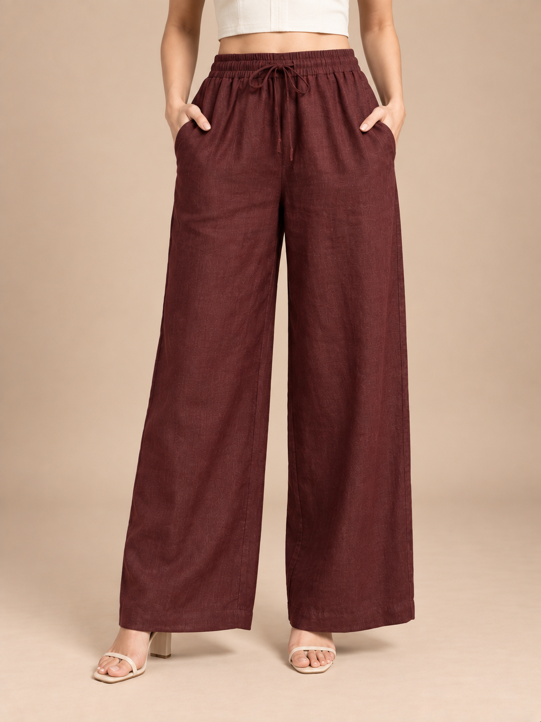Maroon Linen Palazzo