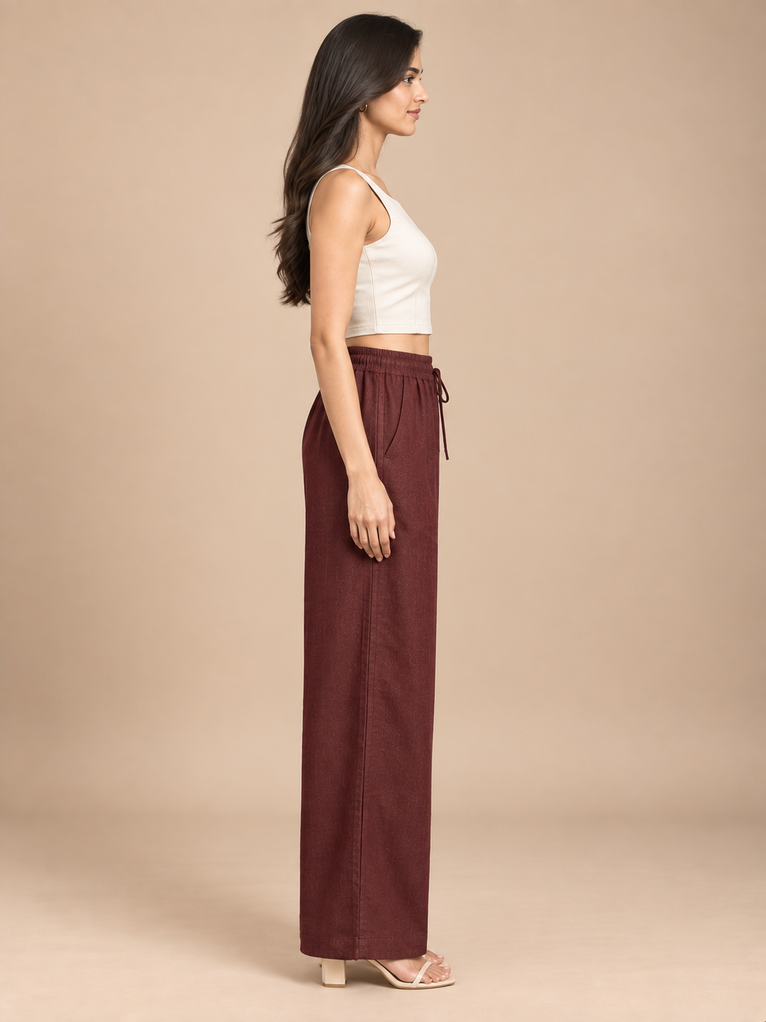 Maroon Linen Palazzo