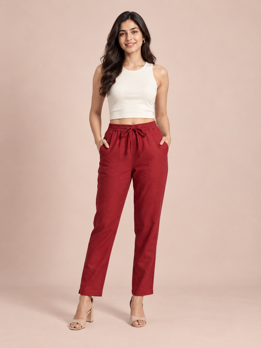 Maroon Linen Pant