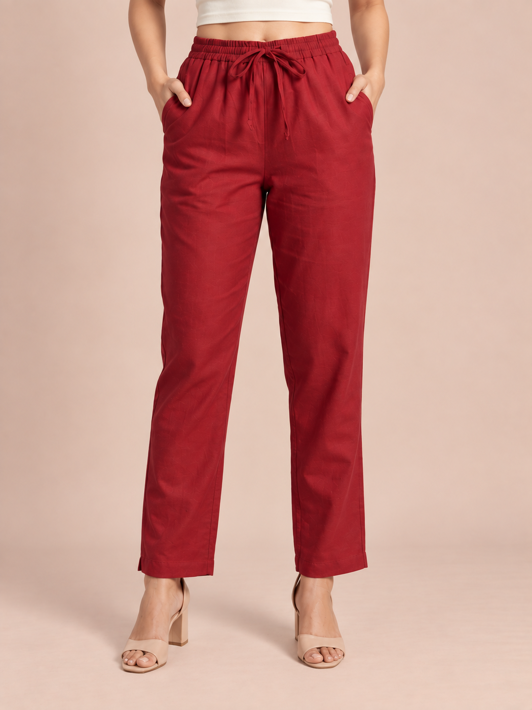 Maroon Linen Pant