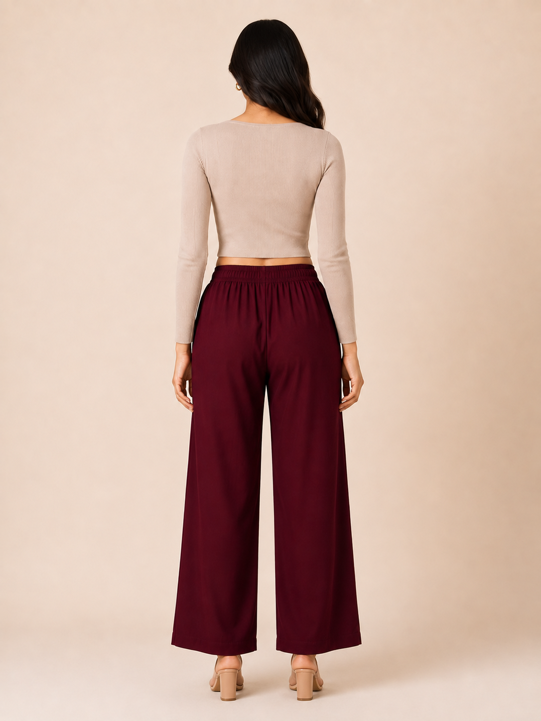 Maroon Pocket Premium Rayon Palazzo