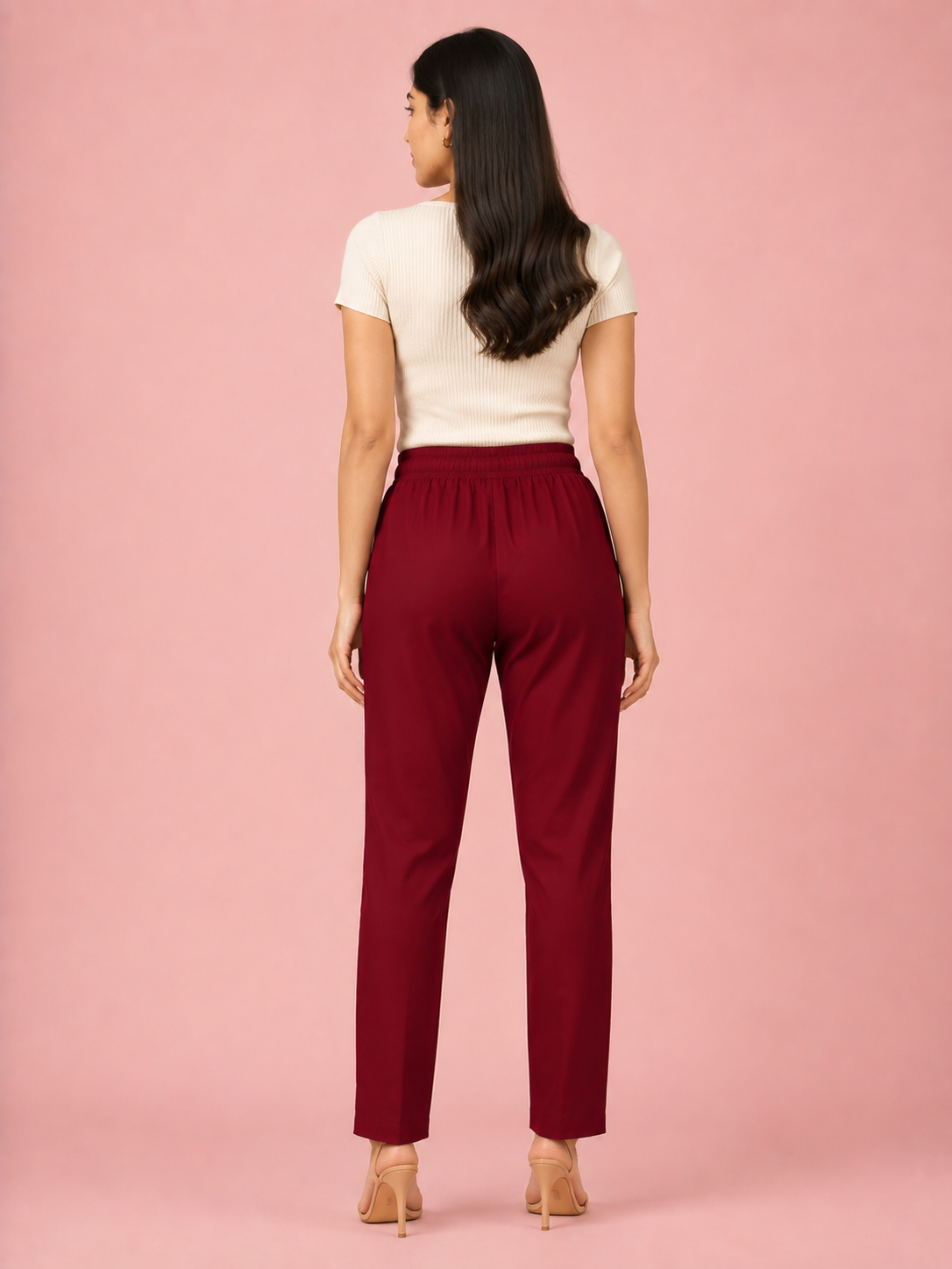Maroon Premium Rayon Narrow Fit Palazzo