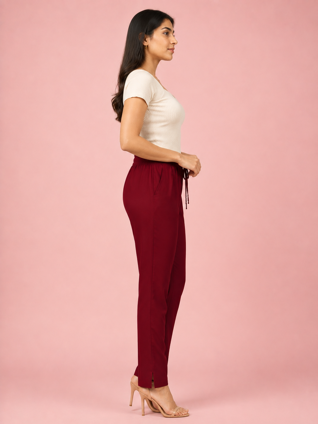 Maroon Premium Rayon Narrow Fit Palazzo