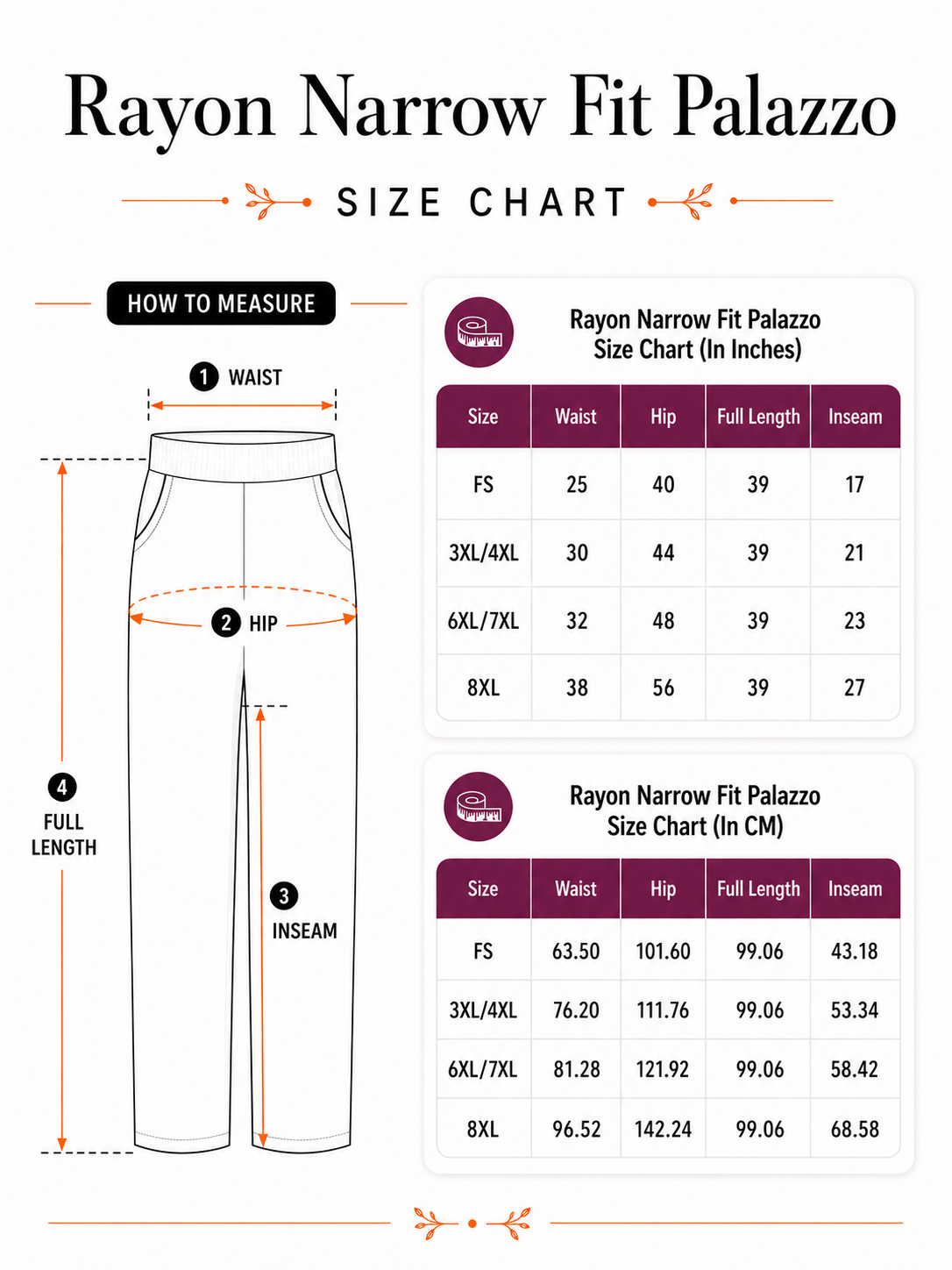 Maroon Premium Rayon Narrow Fit Palazzo