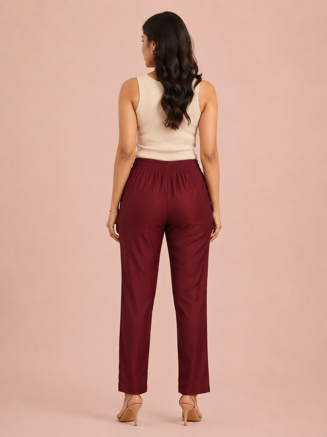 Maroon Rayon Silk Pants