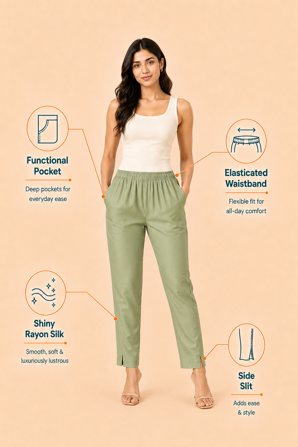 Mehandi Rayon Silk Pants