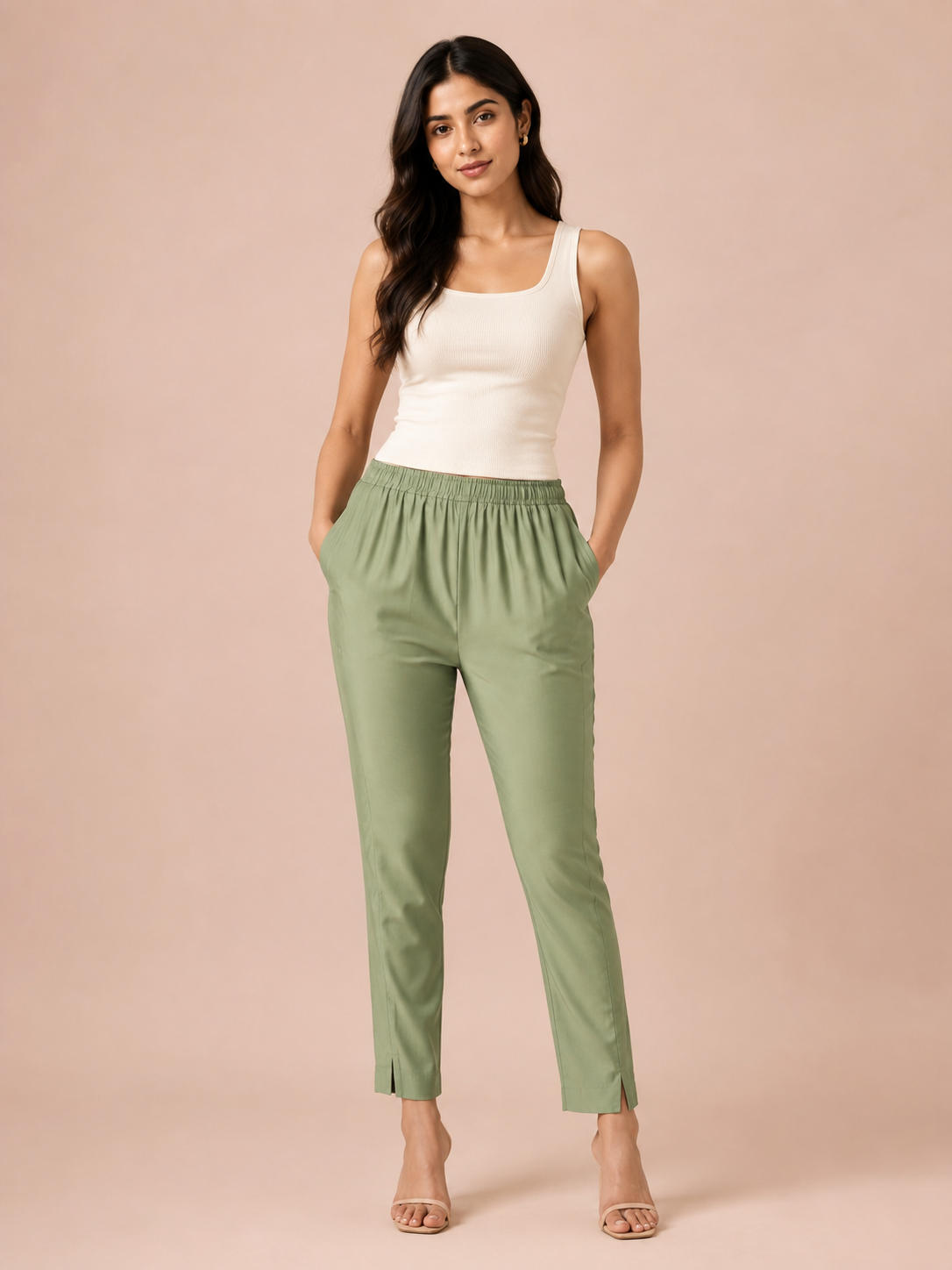 Mehandi Rayon Silk Pants