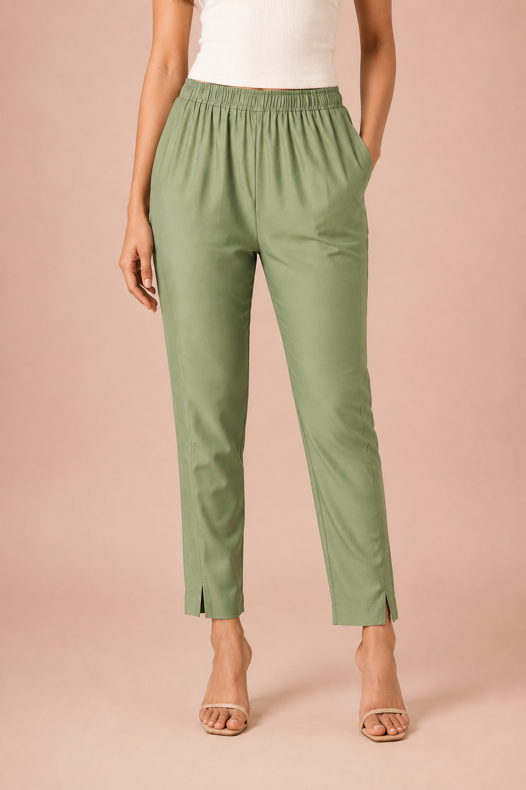 Mehandi Rayon Silk Pants