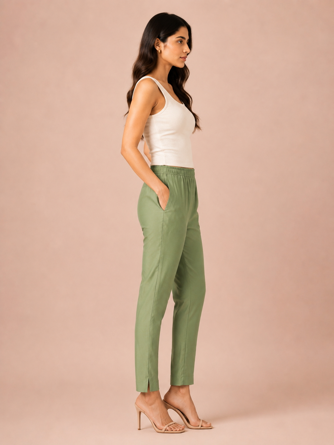 Mehandi Rayon Silk Pants