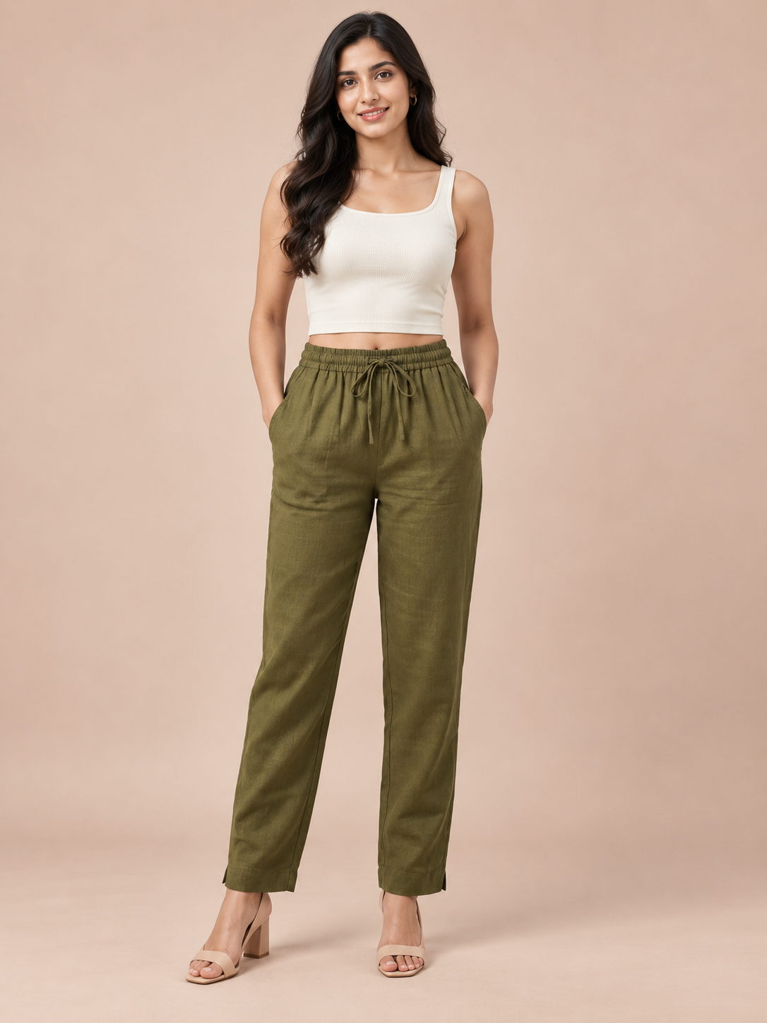 Mehndi Green Linen Pant