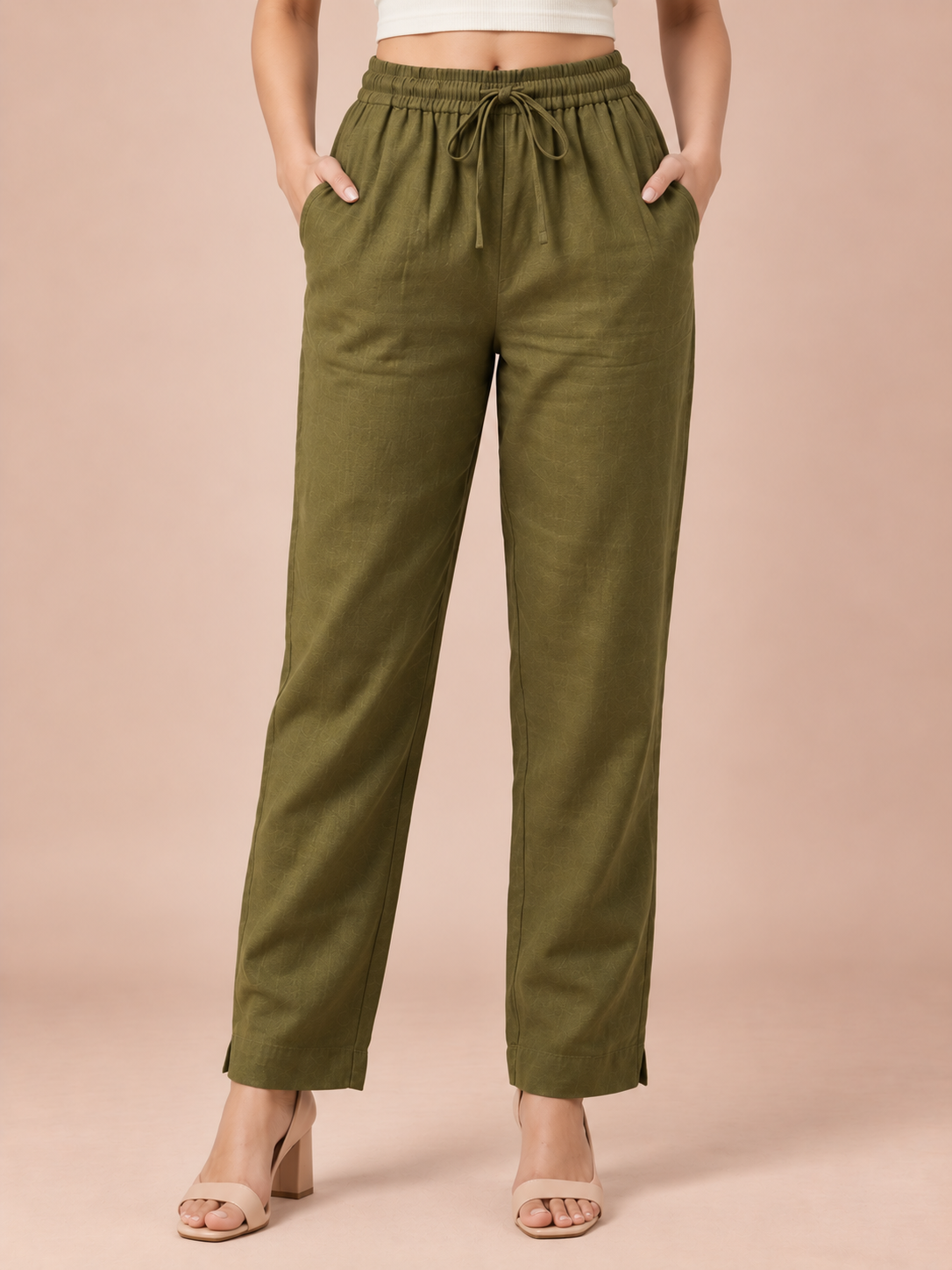 Mehndi Green Linen Pant