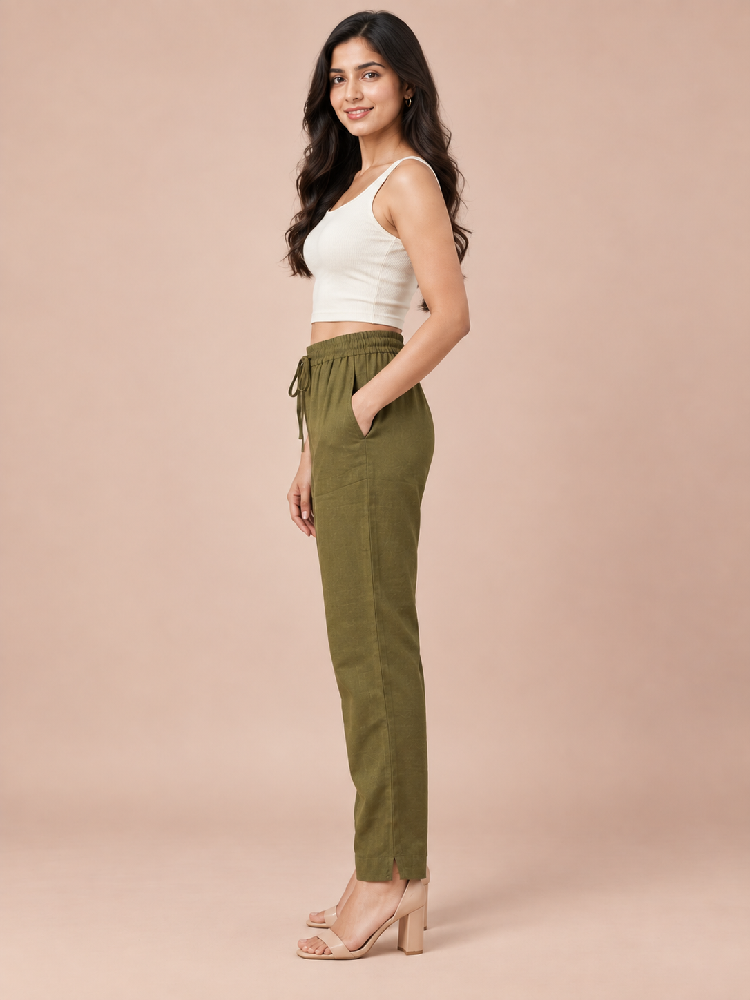 Mehndi Green Linen Pant