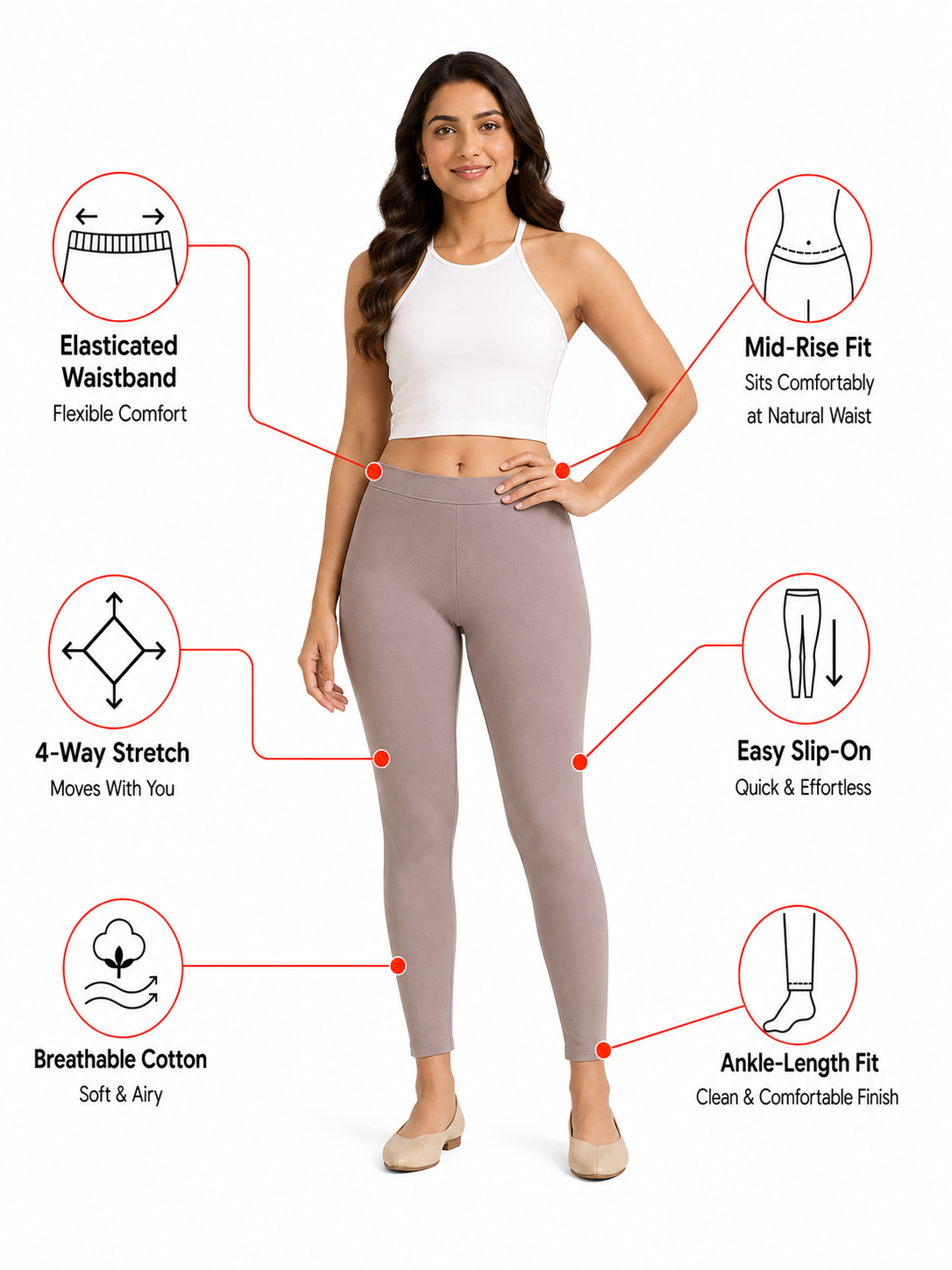 Metallic Grey Ankle Length Leggings