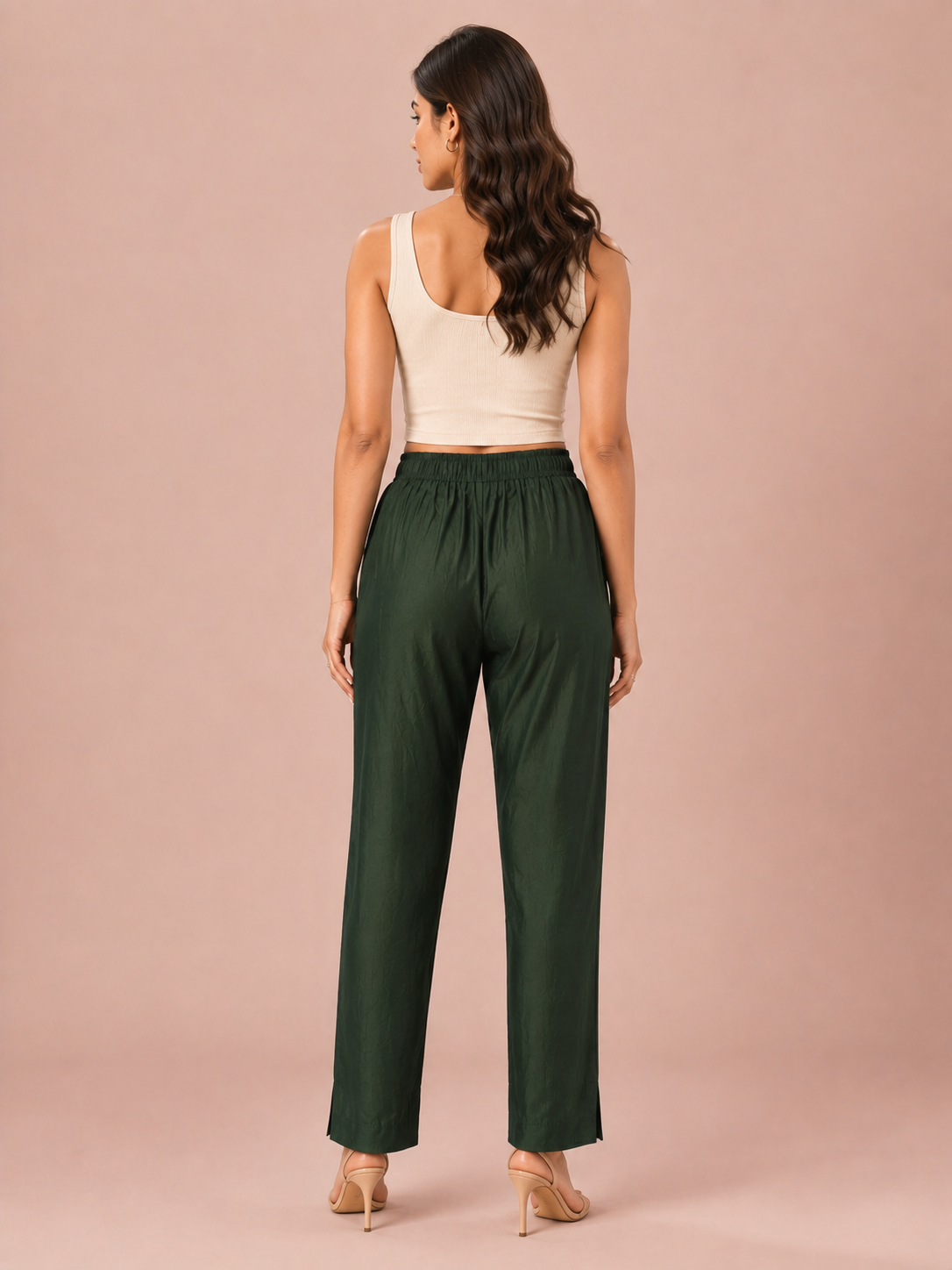 Military Green Rayon Silk Pants