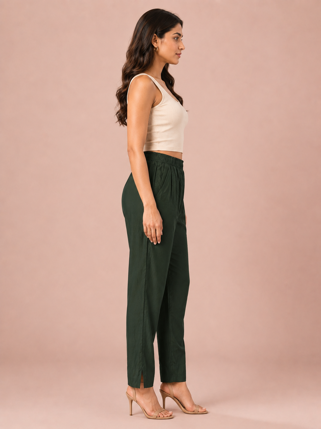 Military Green Rayon Silk Pants