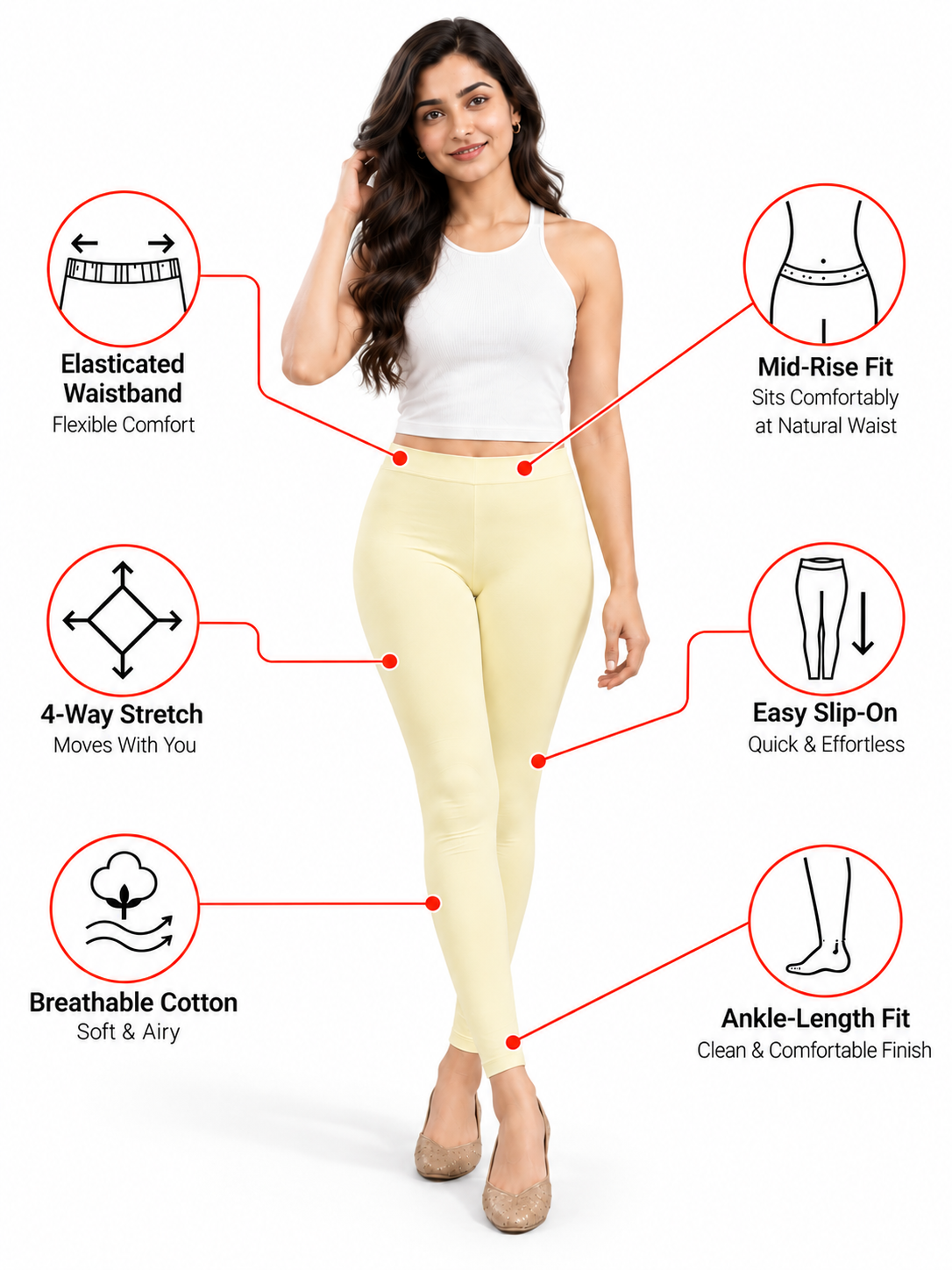 Milky White Ankle Length Leggings