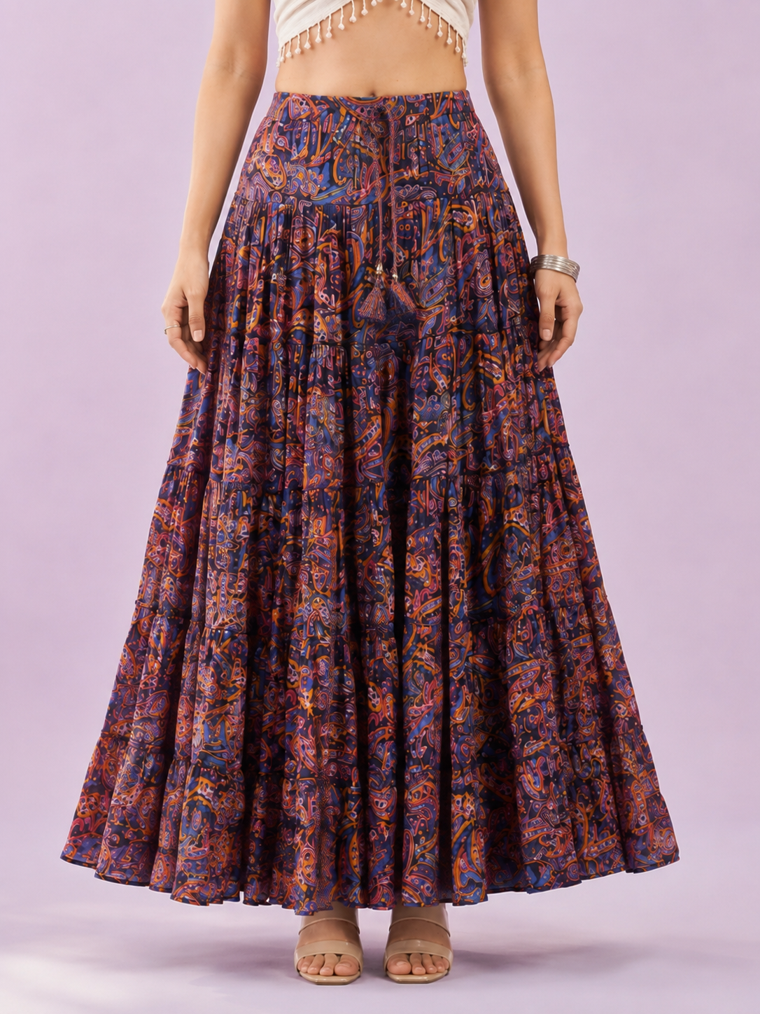 Multi Cotton Kalamkari Print - 6777 Skirt