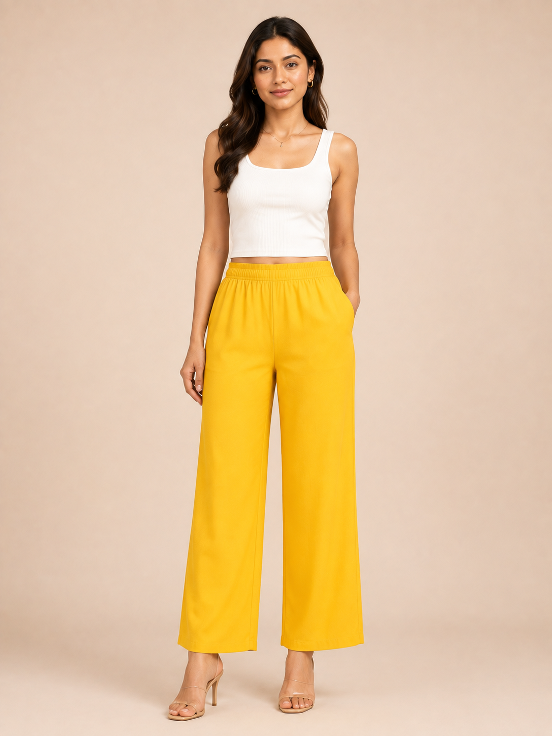 Mustard Pocket Premium Rayon Palazzo