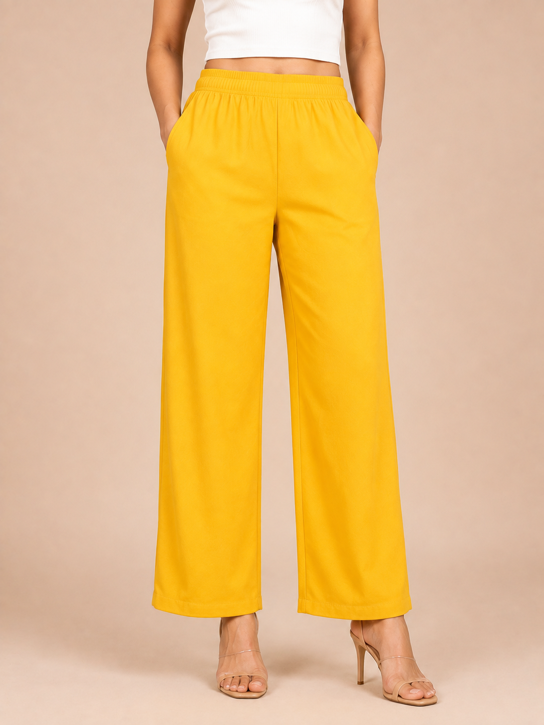 Mustard Pocket Premium Rayon Palazzo