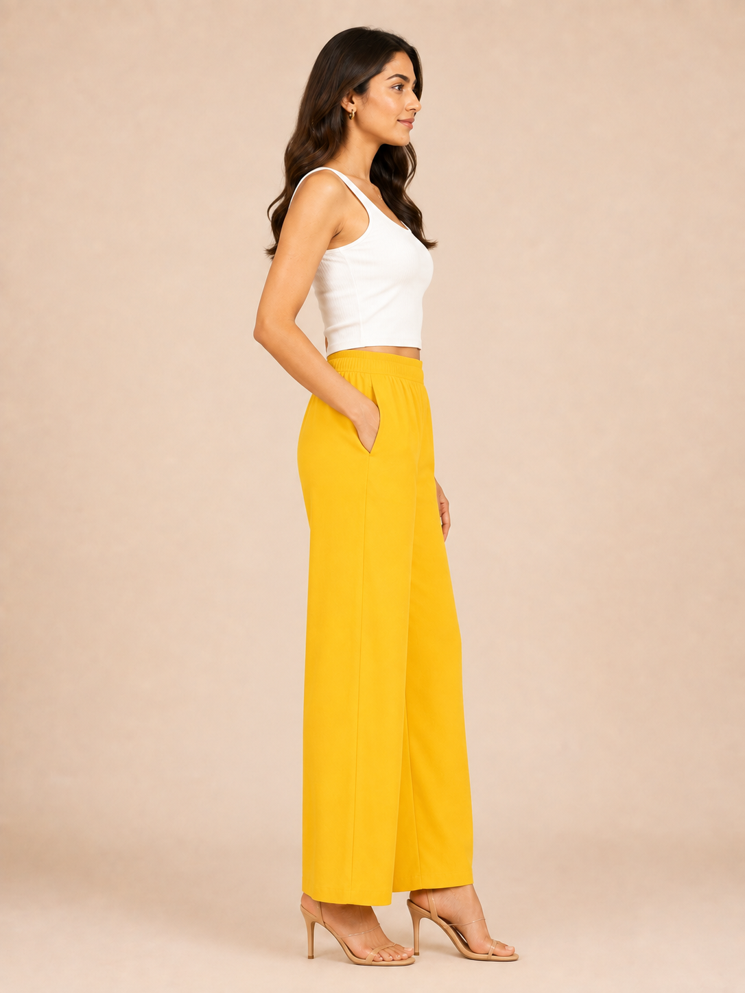 Mustard Pocket Premium Rayon Palazzo