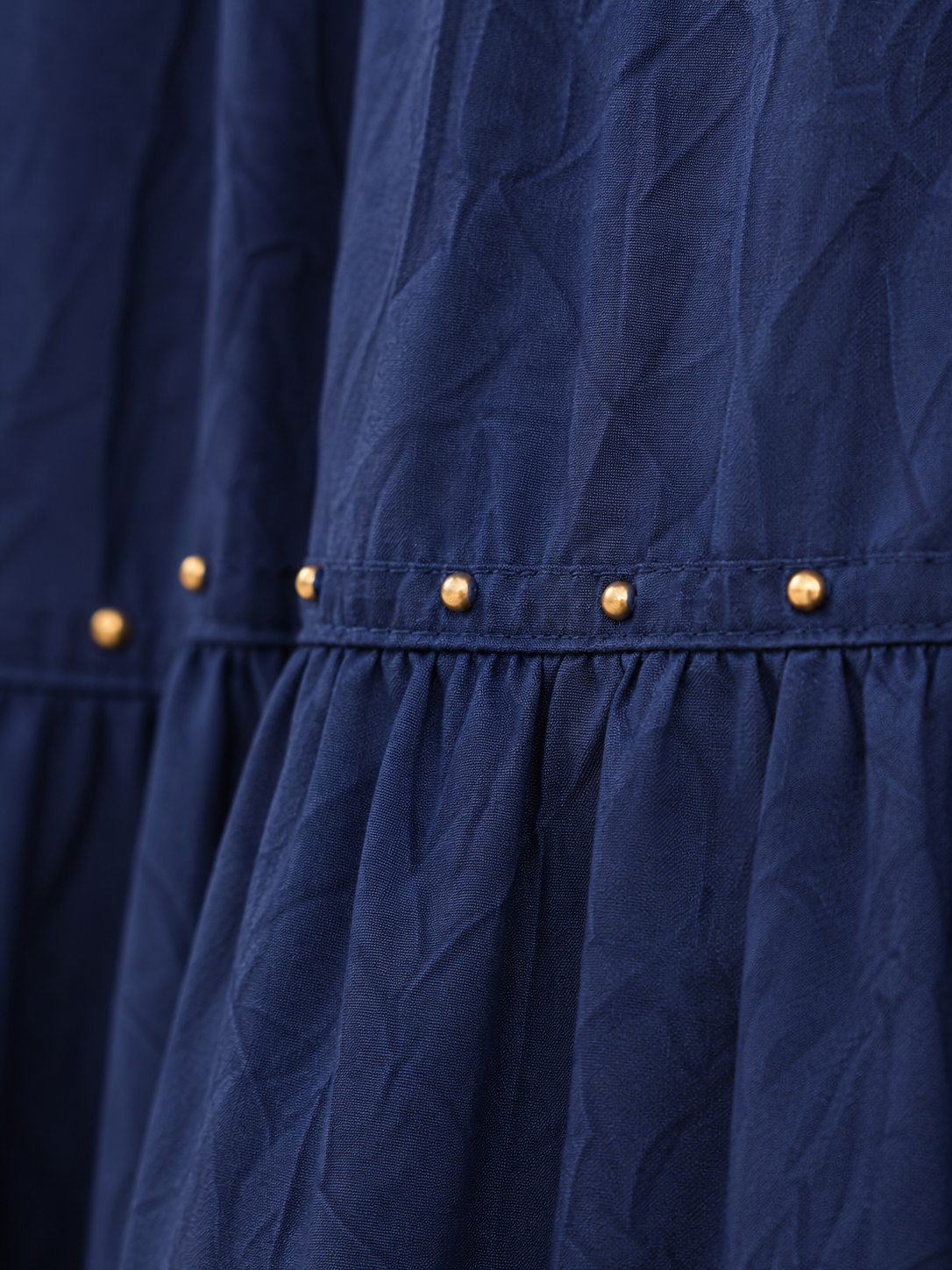 Navy Blue Gold Beads Cotton Skirt