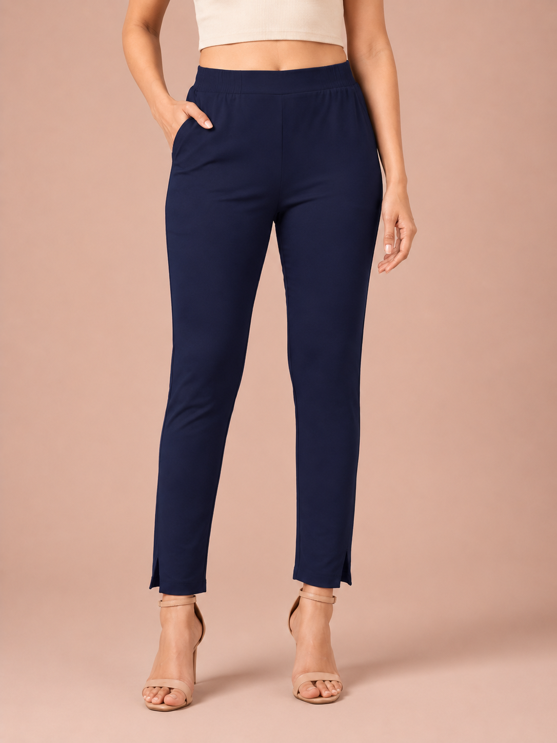Navy Blue Lycra Stretch Pant