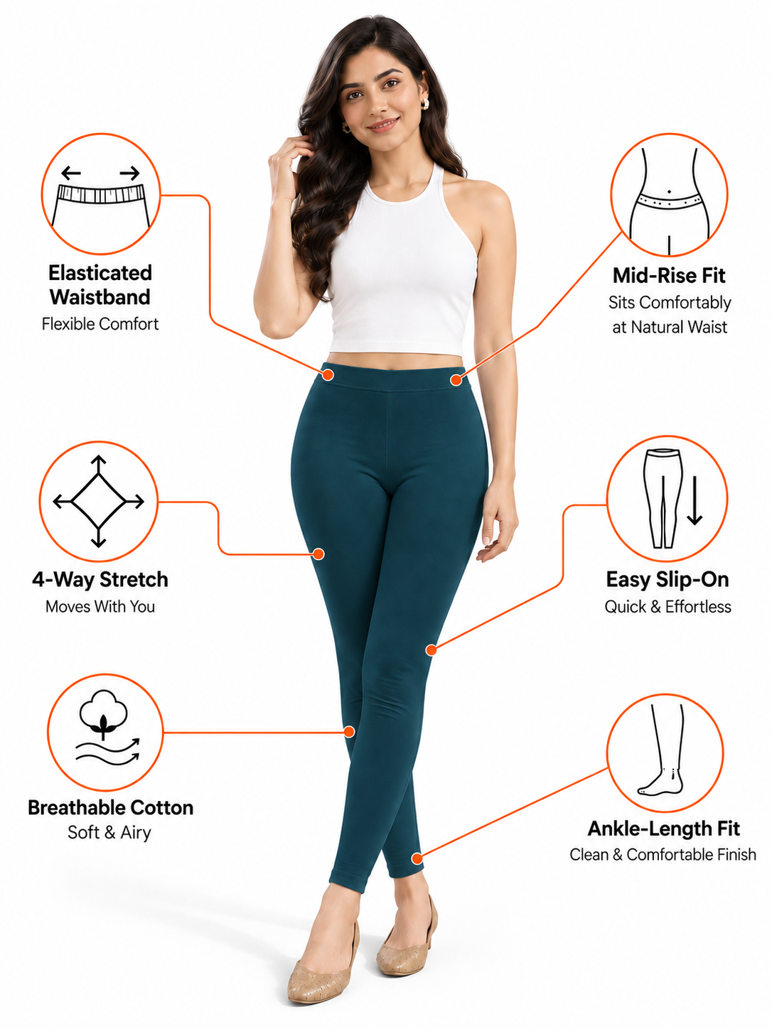 Navy Ankle Length Leggings