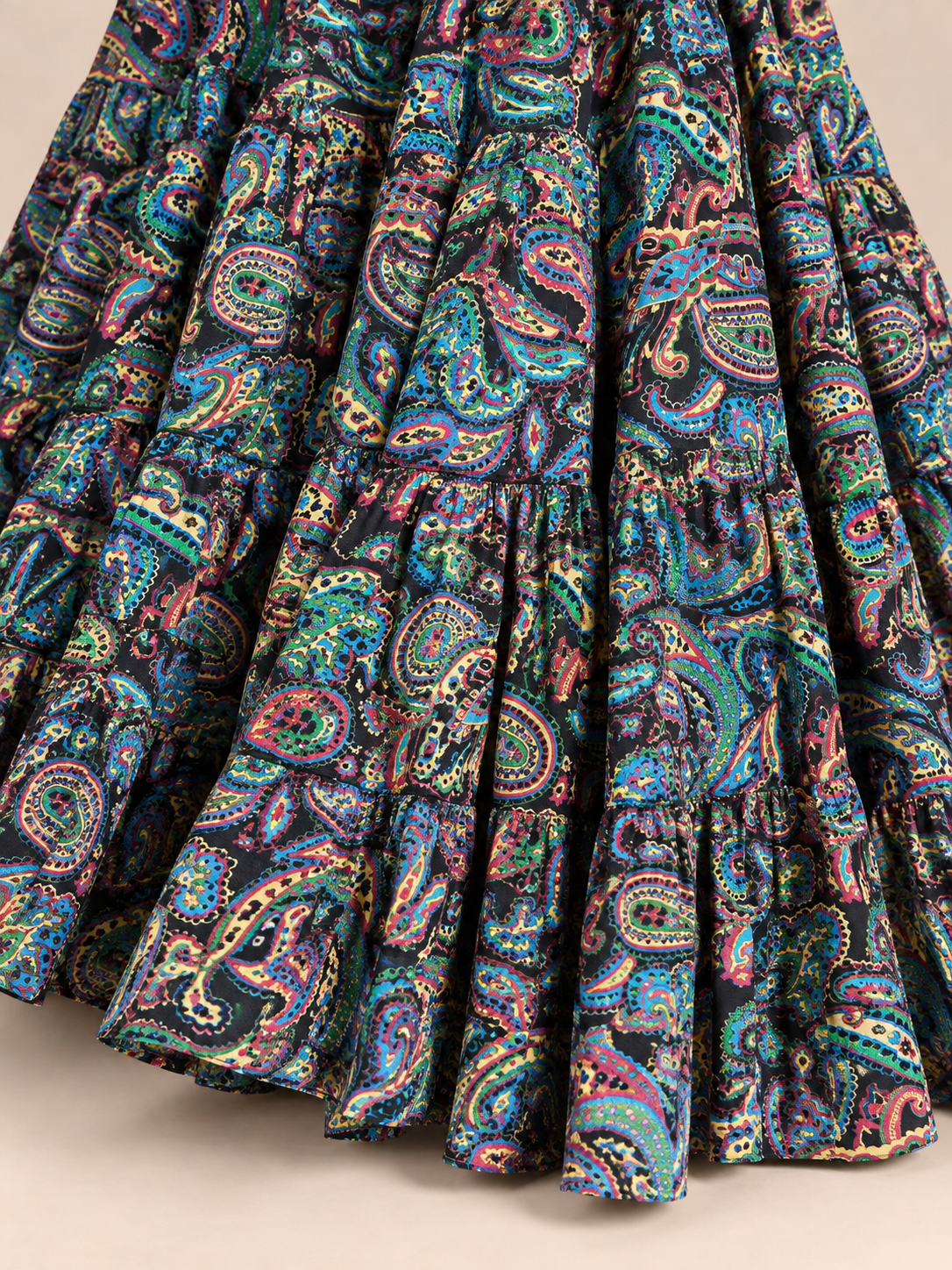 Navy Kalamkari Print Cotton Skirt